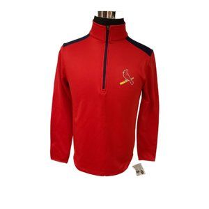 MLB St Louis Cardinals Baseball Mens Small Red 1/4 Zip Pullover Jacket NWT